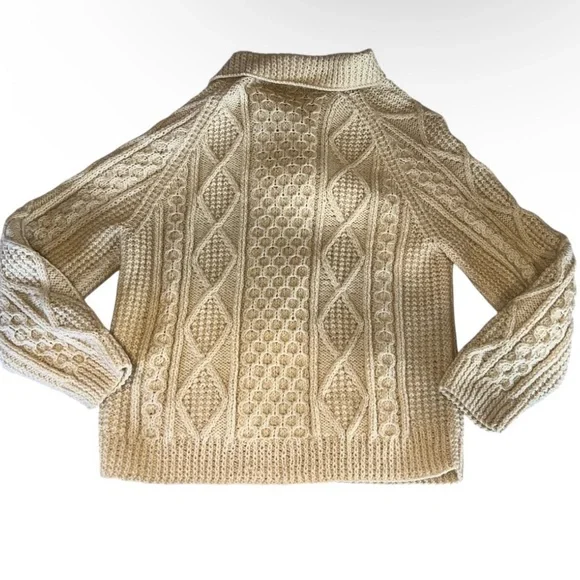 Vtg Blarney Woollen Mills Aran Ireland Cable Knit Fisherman Sweater Women Size M - Picture 4 of 8